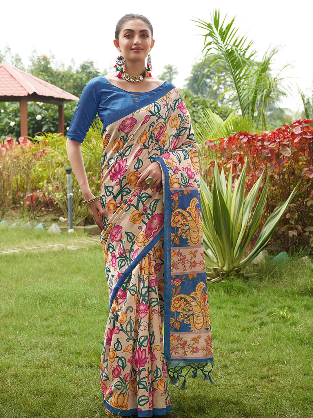 KALINI Floral Print  Tussar Saree
