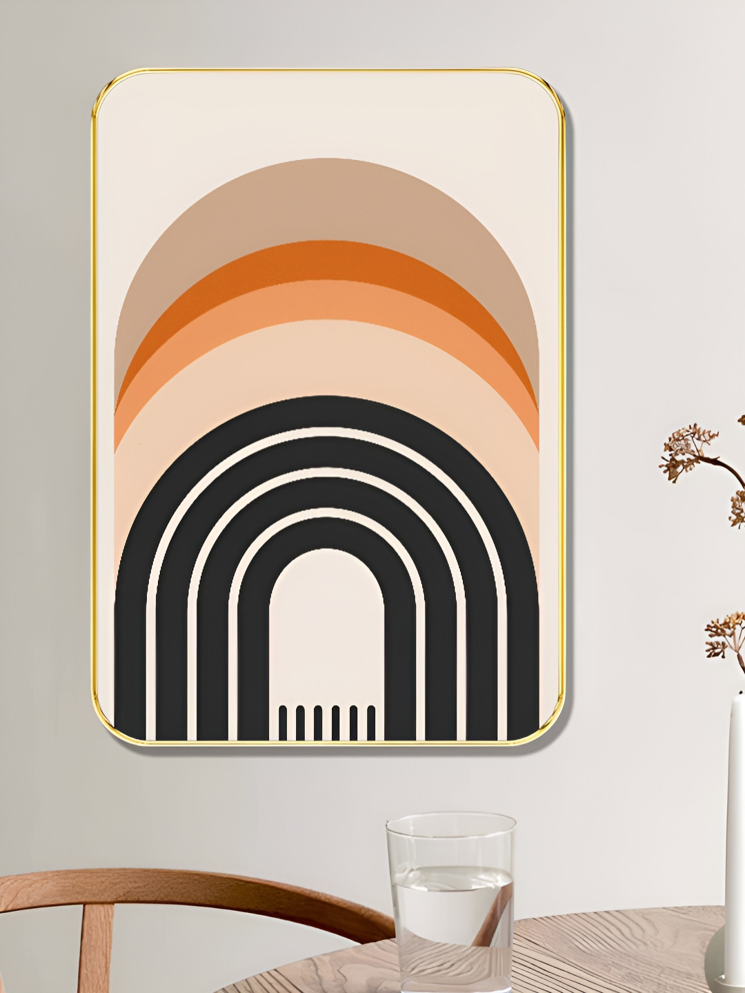 Livin'luxe Black & Beige Layered Arch Printed Wall Art