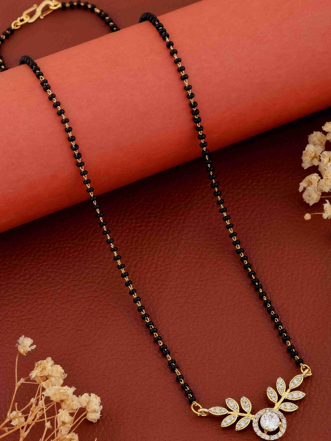 Peprika Gold-Plated Artificial Stones and Beads Mangalsutra