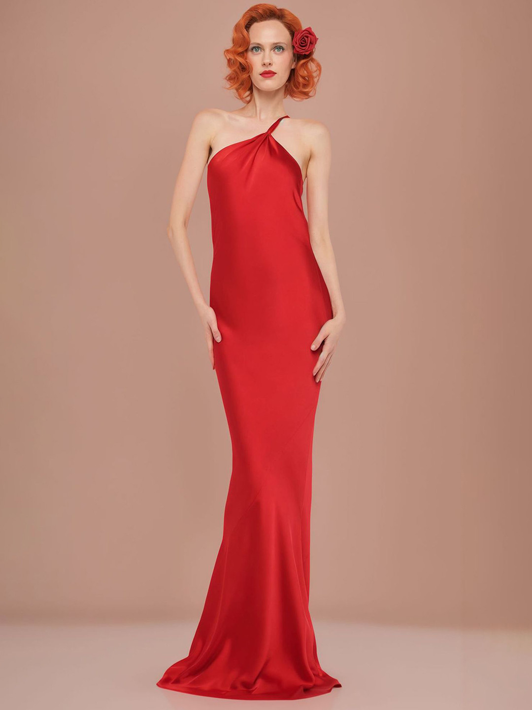 LULU & SKY One Shoulder Backless Maxi Dress