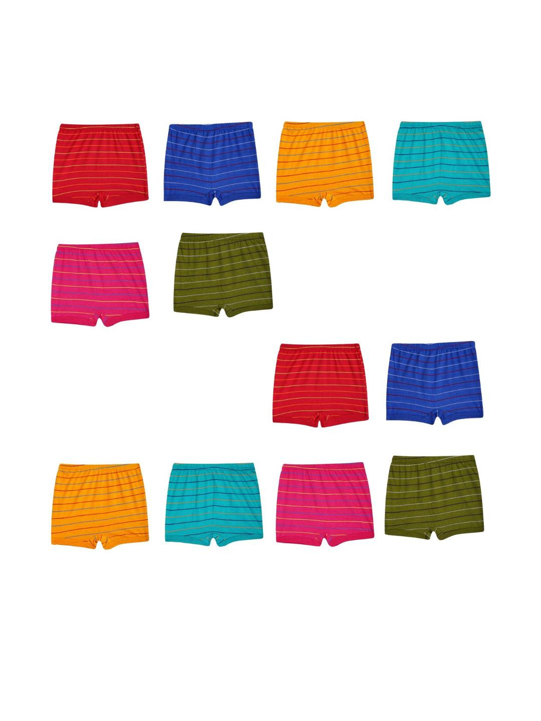 VIRUKSHAM Girls Pack Of 12 Multicolor Striped Briefs