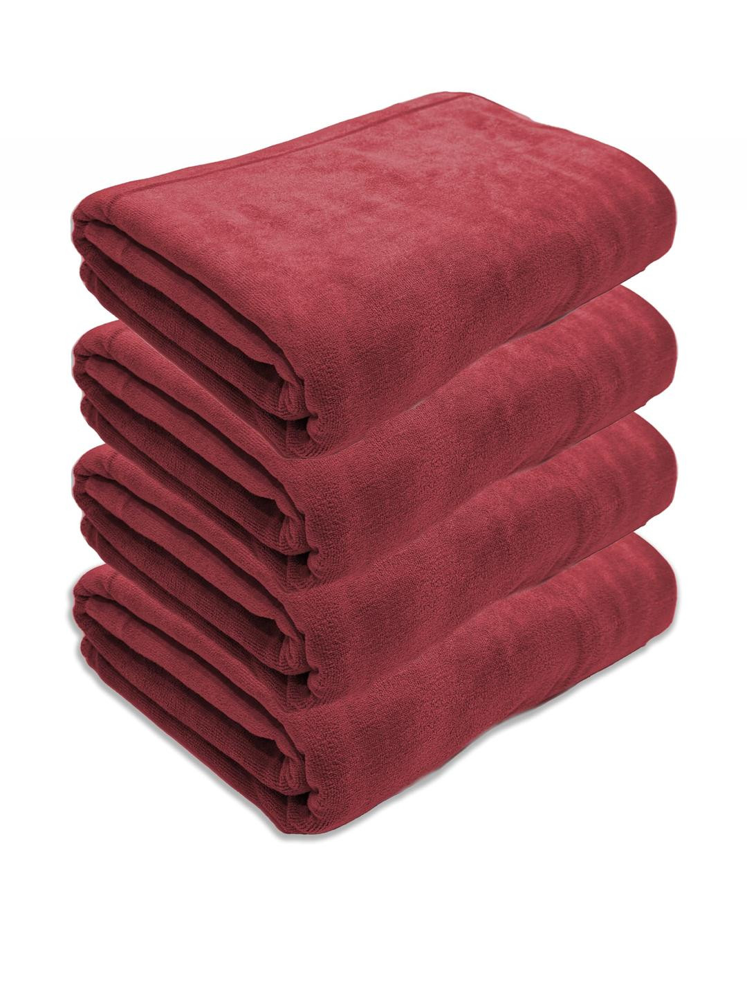 Black Gold Pack of 4 Red Microfiber Bath Towel