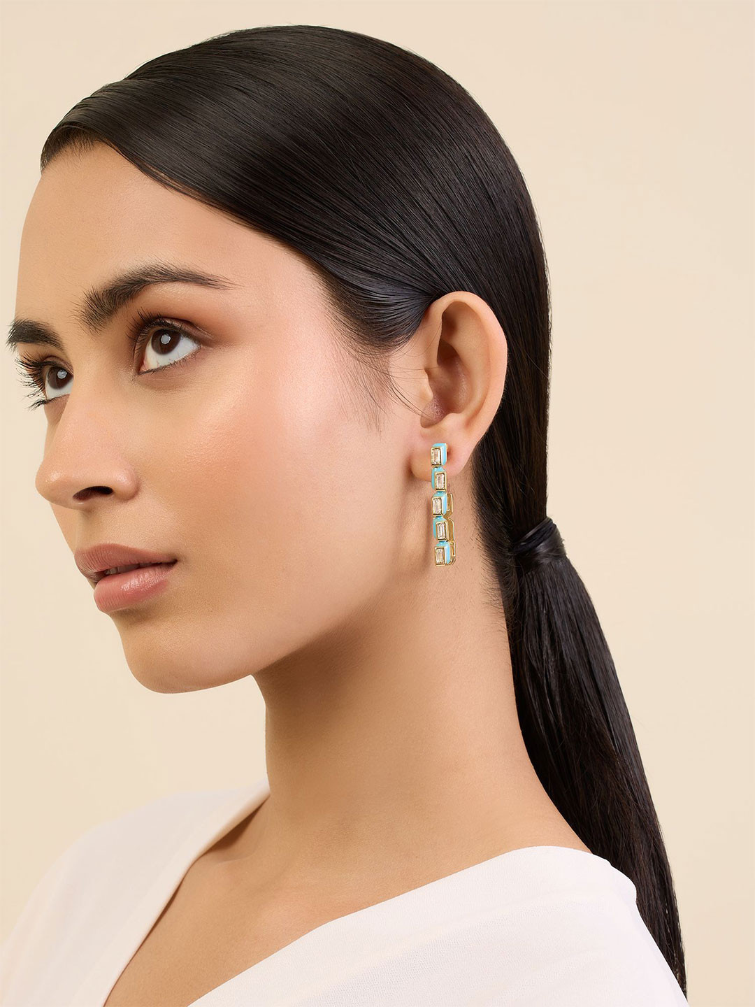 Isharya 18-Karat Gold-Plated Cubic Zirconia Contemporary Hoop Earrings