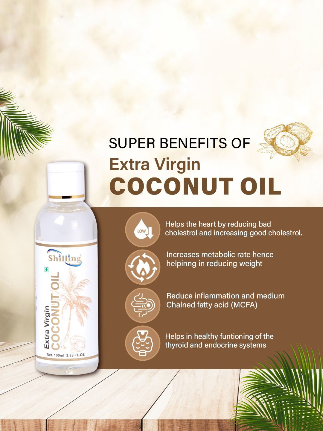 SHILLING Extra Virgin Coconut Oil - 100 ml