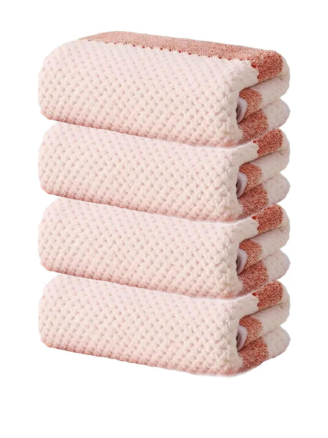 Black Gold Pack of 4 Orange & White Stripes 300GSM Hand Towel