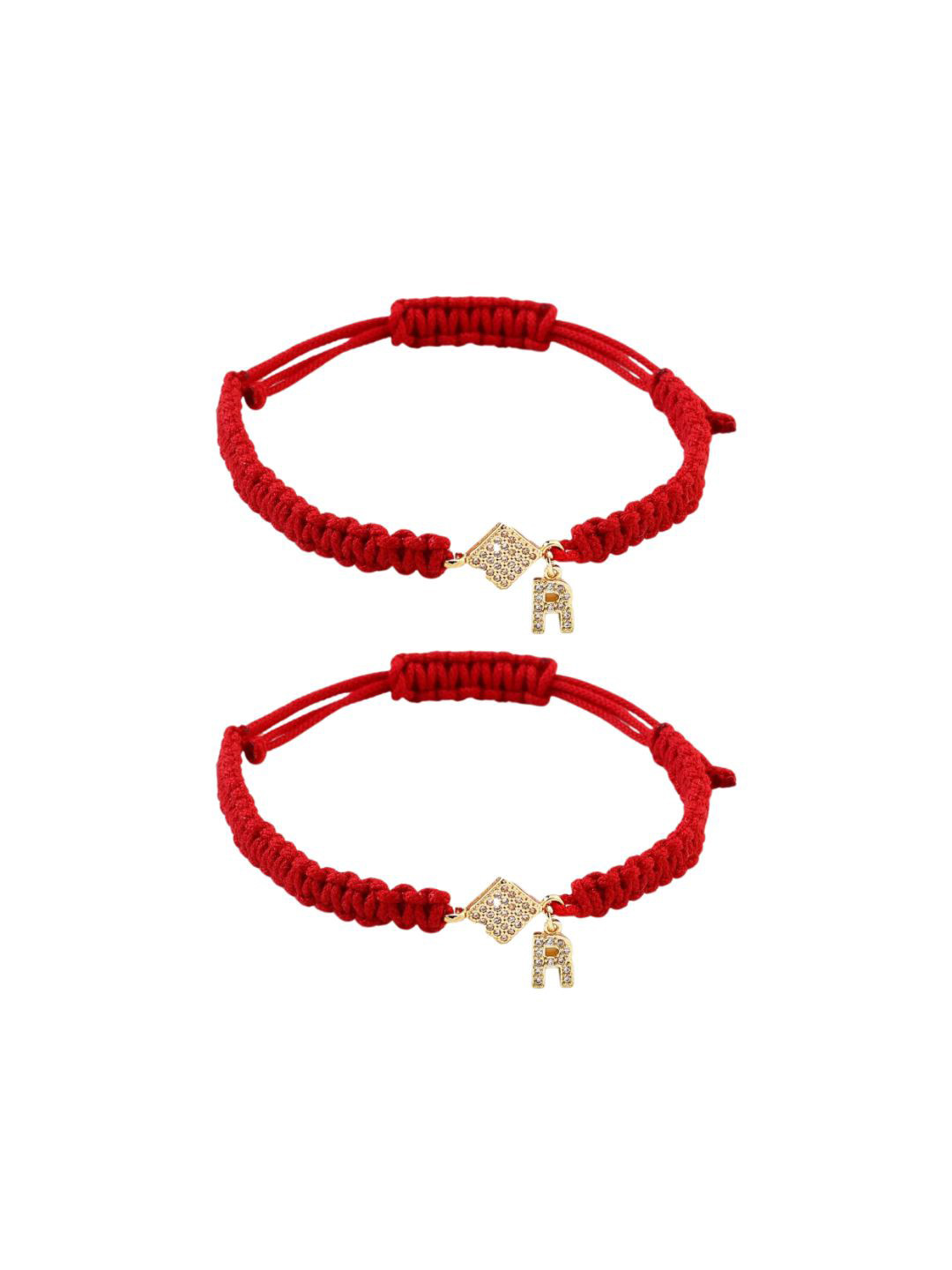 SALTY Set Of 2 Stone Studded Initials R Thread Rakhis