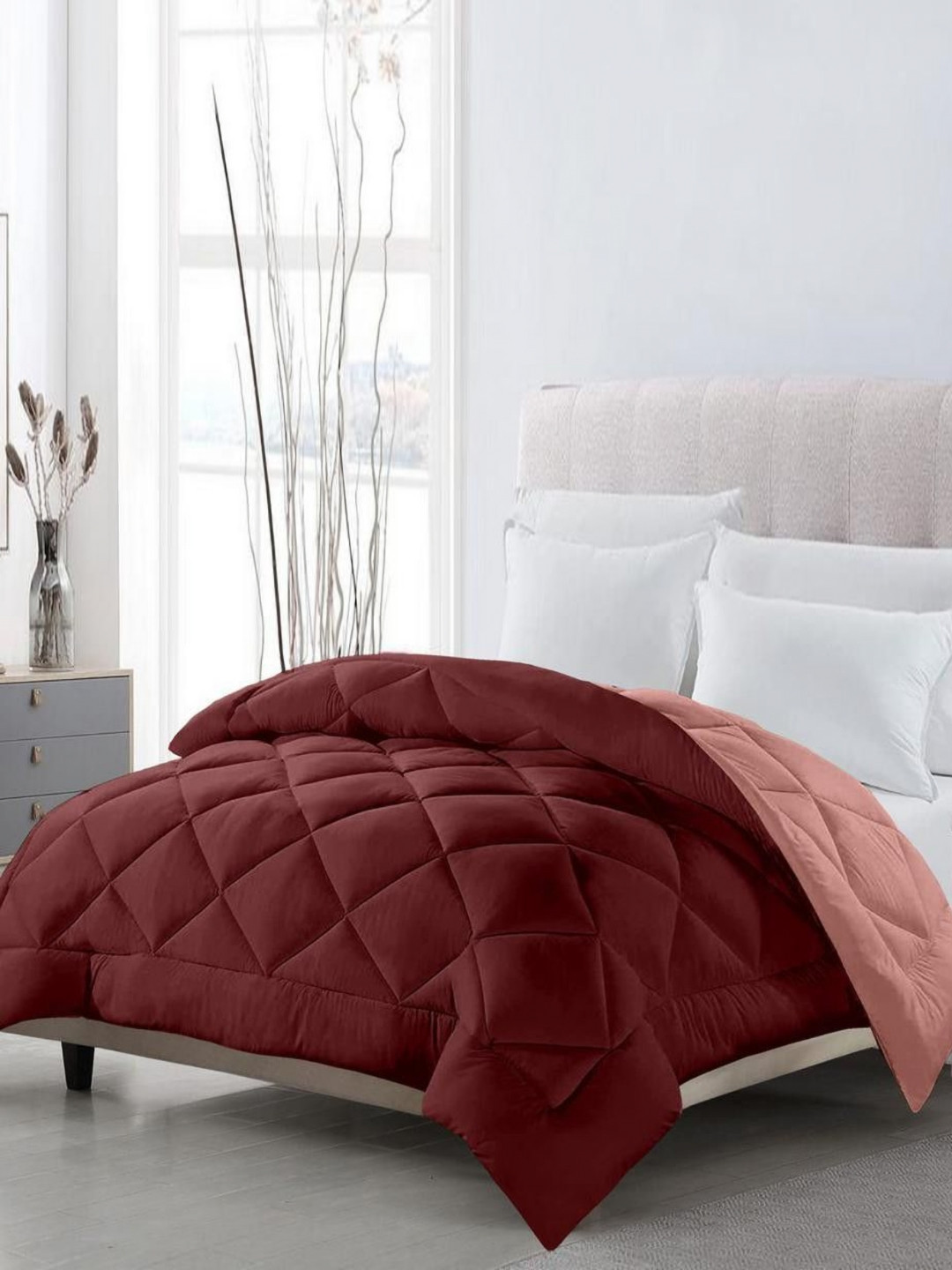 CHICERY Red & Pink Cotton AC Room 200 GSM Single Bed Comforter