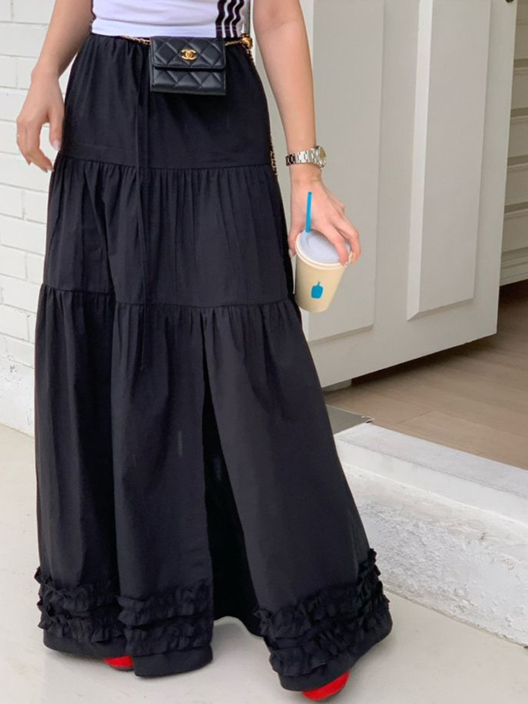LULU & SKY Tiered Free Size Maxi Skirt