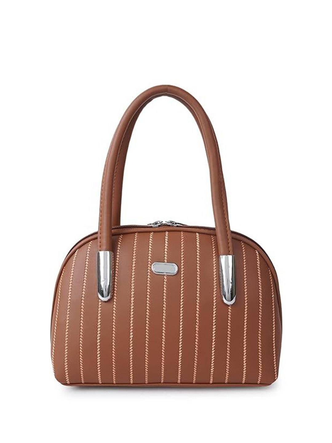 NORVE Striped Structured Zip Detail Handheld Bag