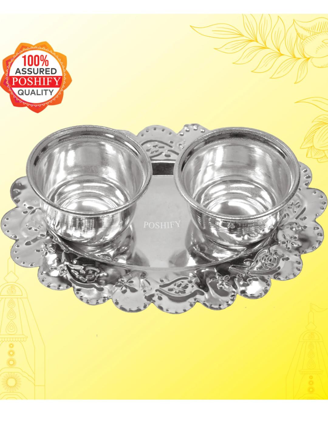 POSHIFY Pure German Silver Kumkum-Haldi Holder
