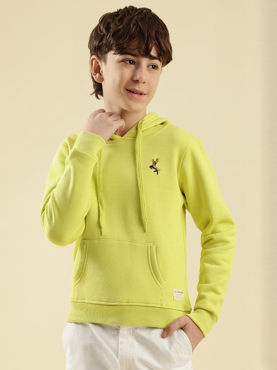 Lil Tomatoes Boys Neon Green Hooded Sweatshirt