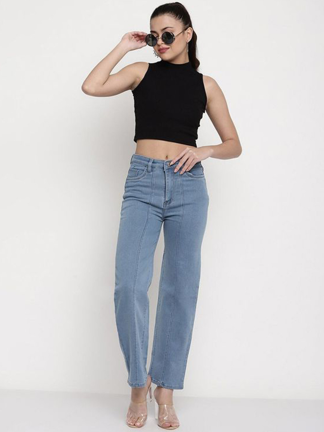 CORSICA Women Turtle Neck Ribbed Tank Crop Top