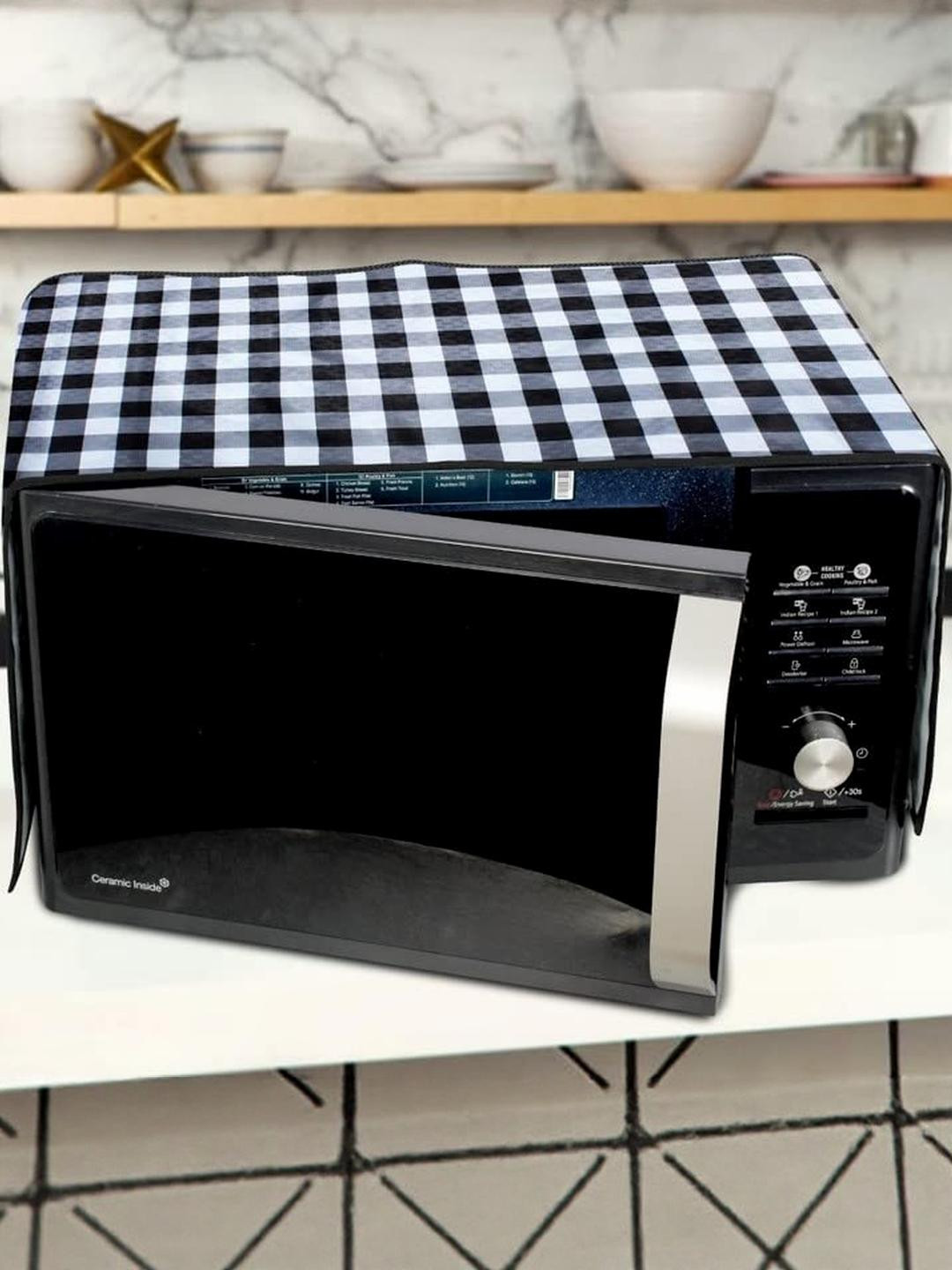 The Furnishing Tree Waterproof & Dustproof PVC Microwave Oven Top Cover with 4 Utility Pockets Ging