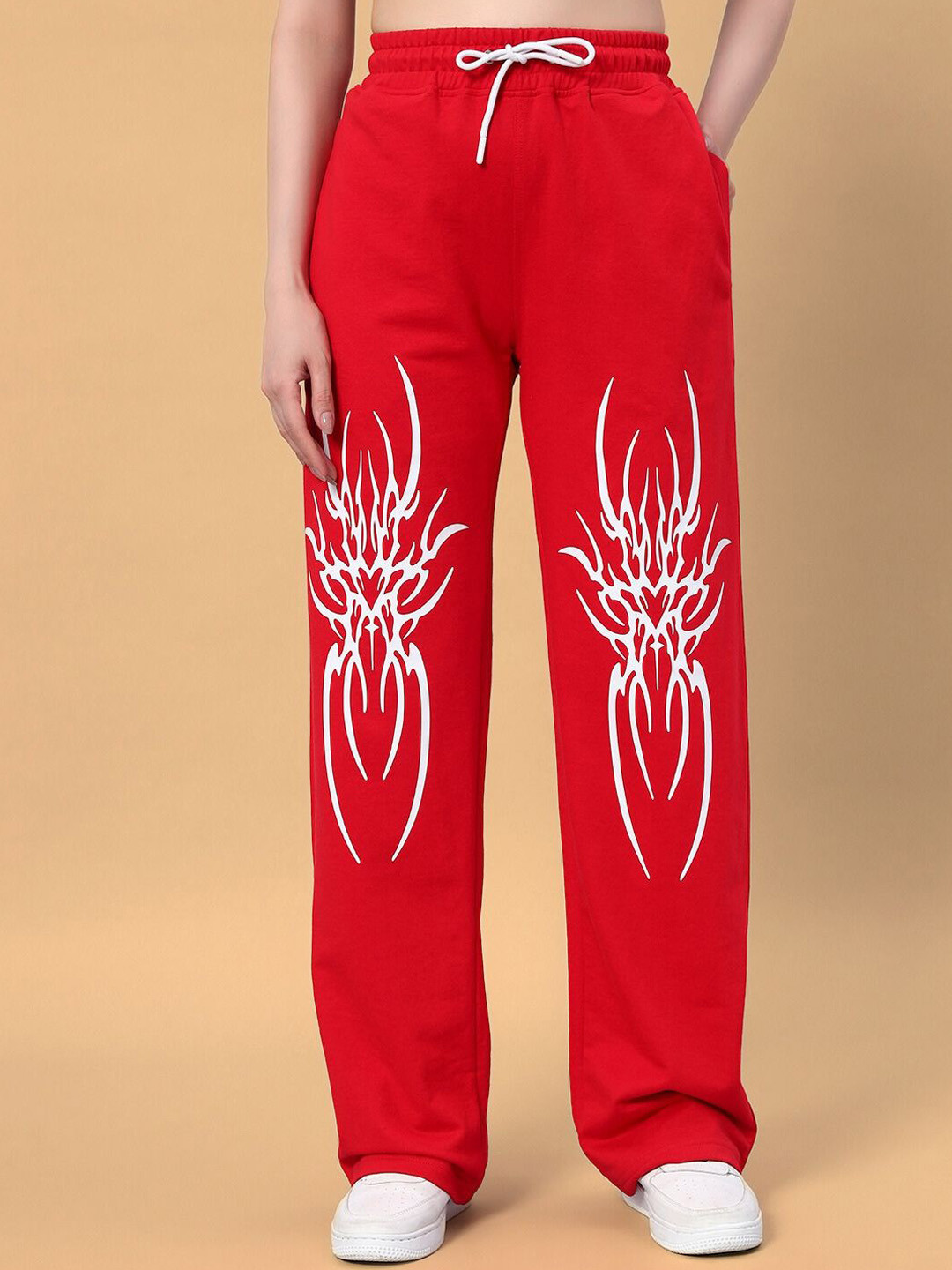 WEARDUDS Women Redx Printed Relaxed-Fit Mid-Rise Track Pant