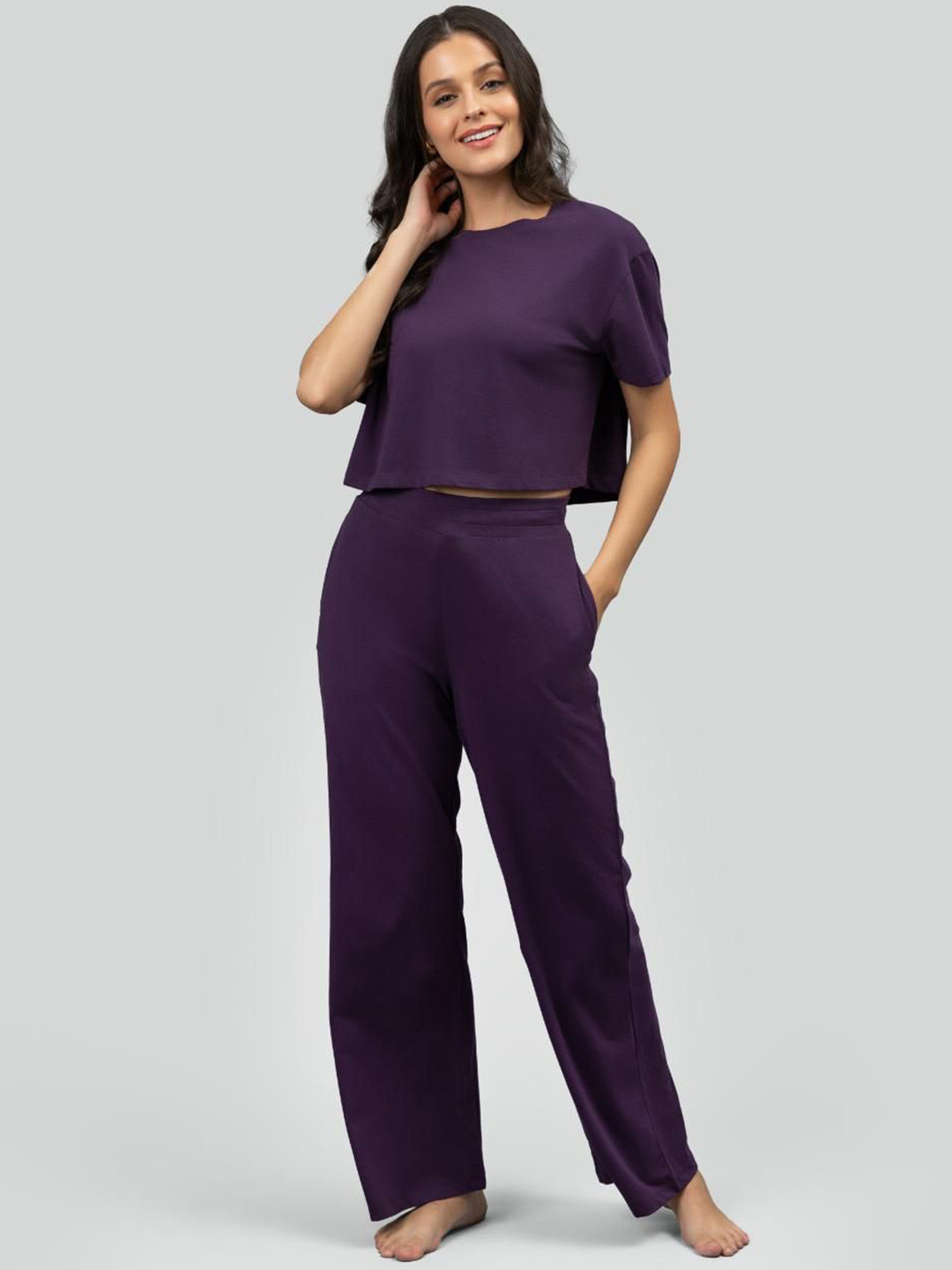 necesera Summer 25 Soft Flare Plum Lounge Pants