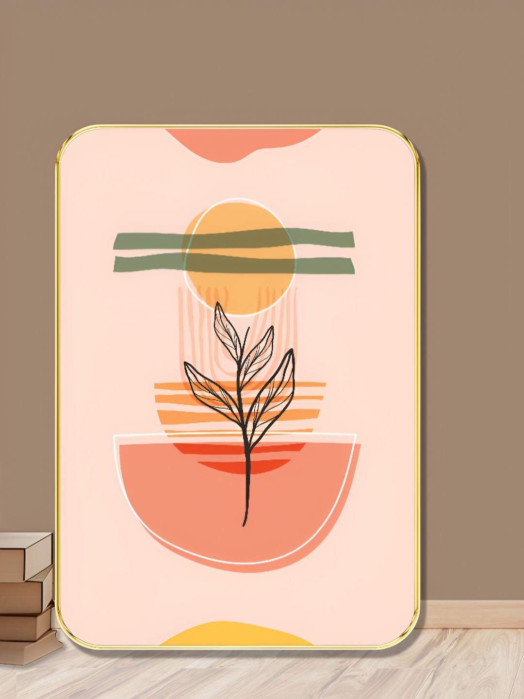 Livin'luxe Pink & Orange Minimal Botanical Wall Art