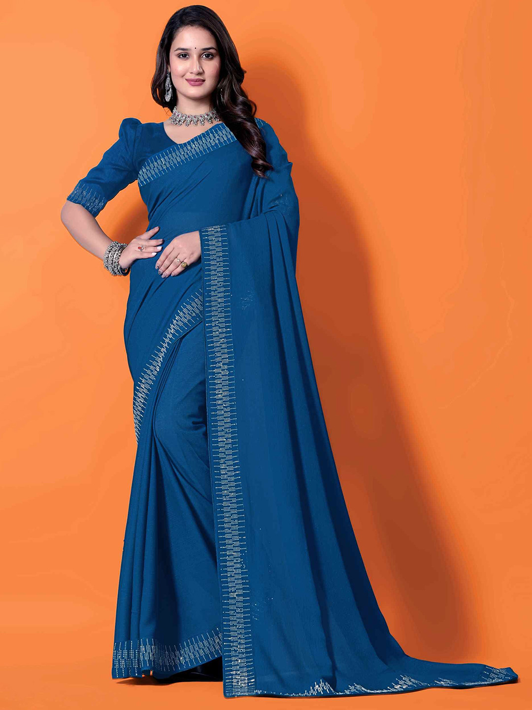 Lapetiya Clothing Bomkai silk Saree with Embellished Beads and Stones Border