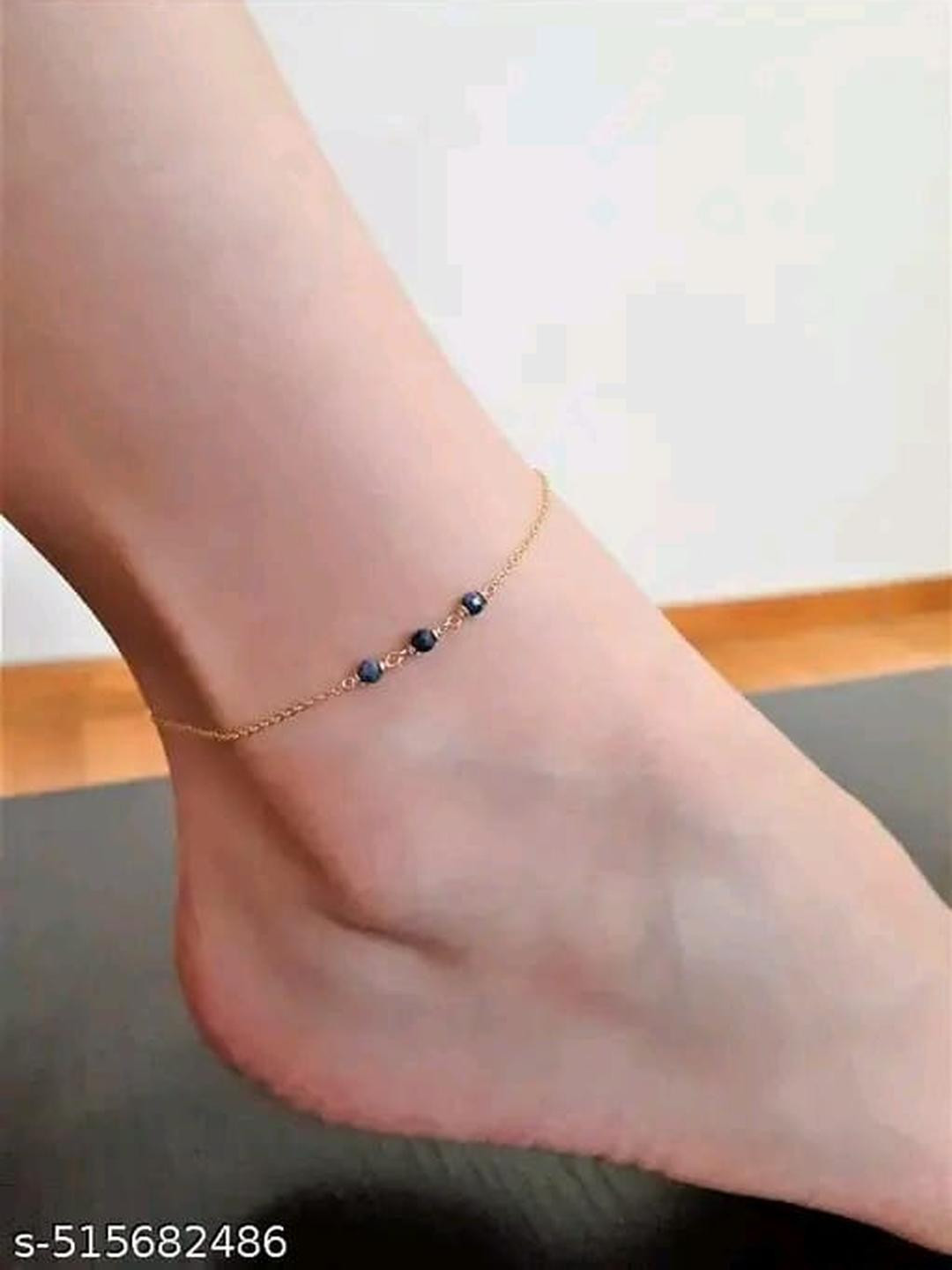 VESTURE KNOT Gold-Plated Artificial Stones and Beads Anklet