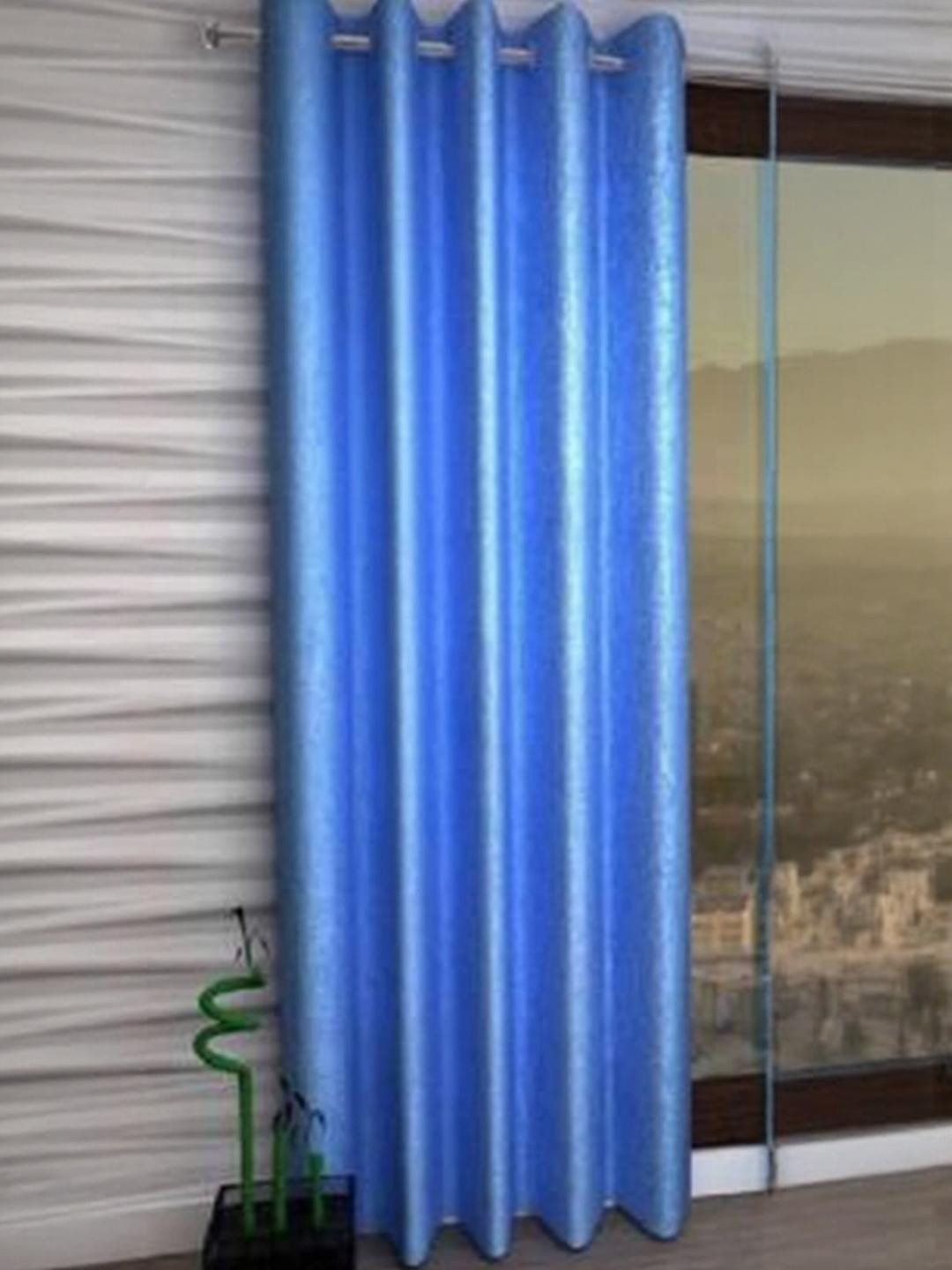 213 cm (7 ft) Polyester Semi Transparent Door Curtain Single Curtain (Plain, Skye_blue)
