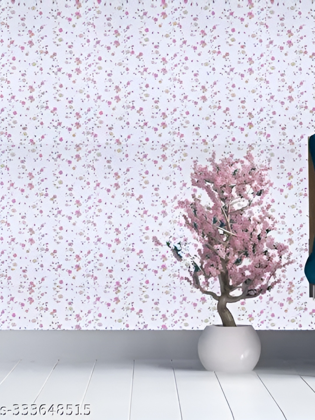 Aura White & Pink Floral Printed Self Adhesive Wallpaper