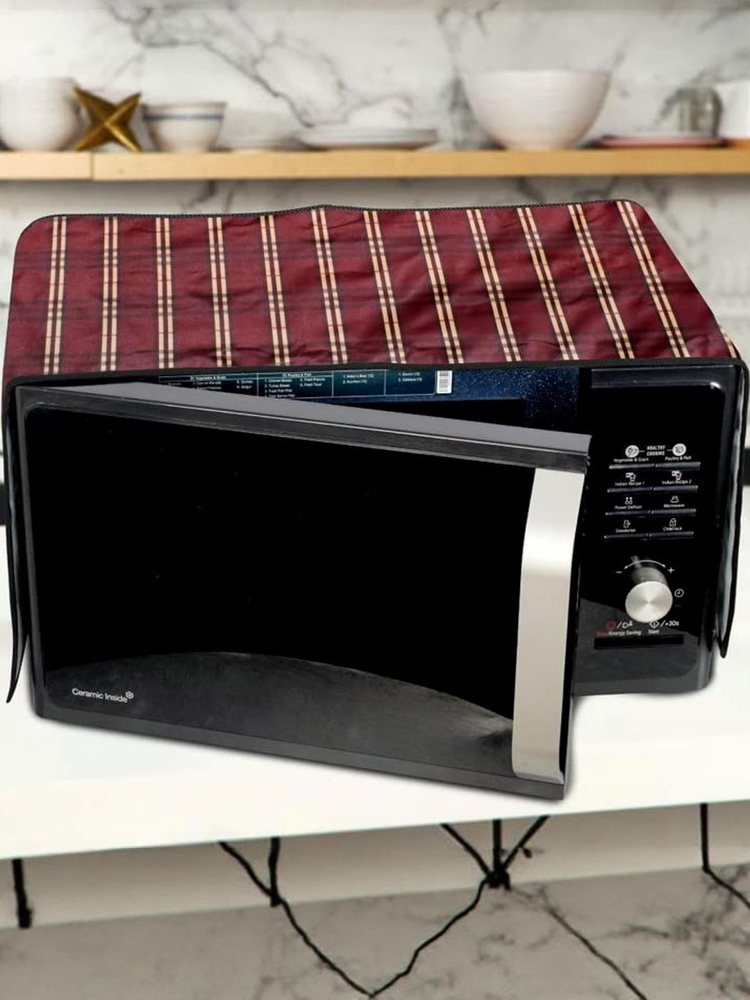 The Furnishing Tree Waterproof & Dustproof PVC Microwave Oven Top Cover with 6 Utility Pockets Plai