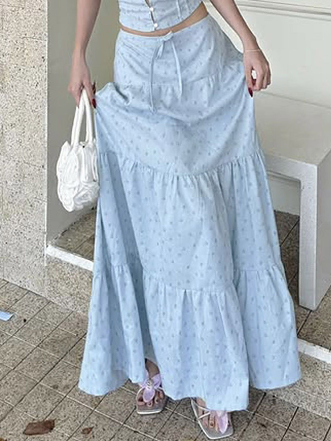 LULU & SKY Ditsy Floral Print Maxi Skirt