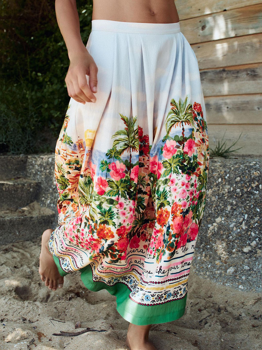LULU & SKY Tropical Print Midi Skirt