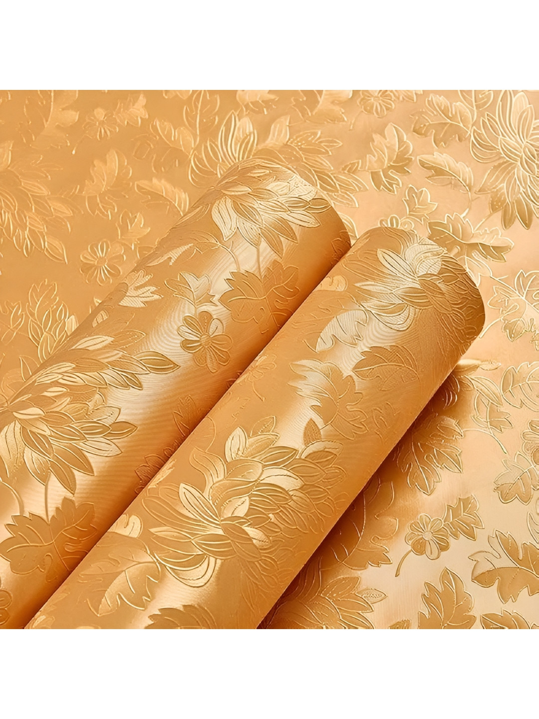 Aura Gold Colored Flower Self Adhesive Wallpaper & Sticker