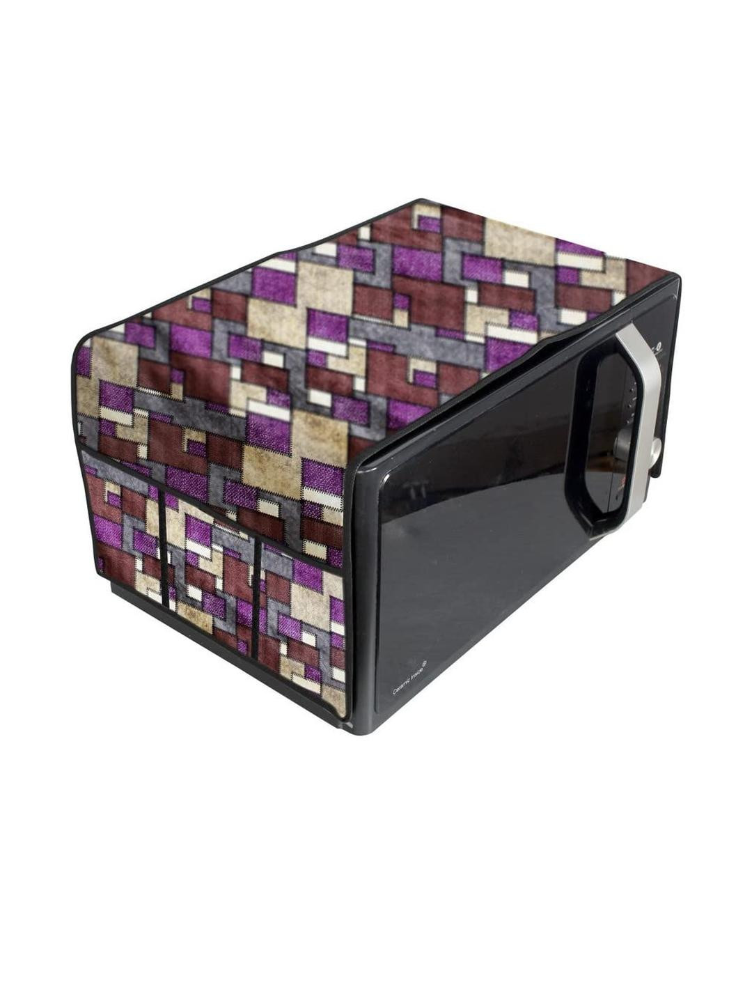 The Furnishing Tree Waterproof & Dustproof PVC Microwave Oven Top Cover with 6 Utility Pockets Seam