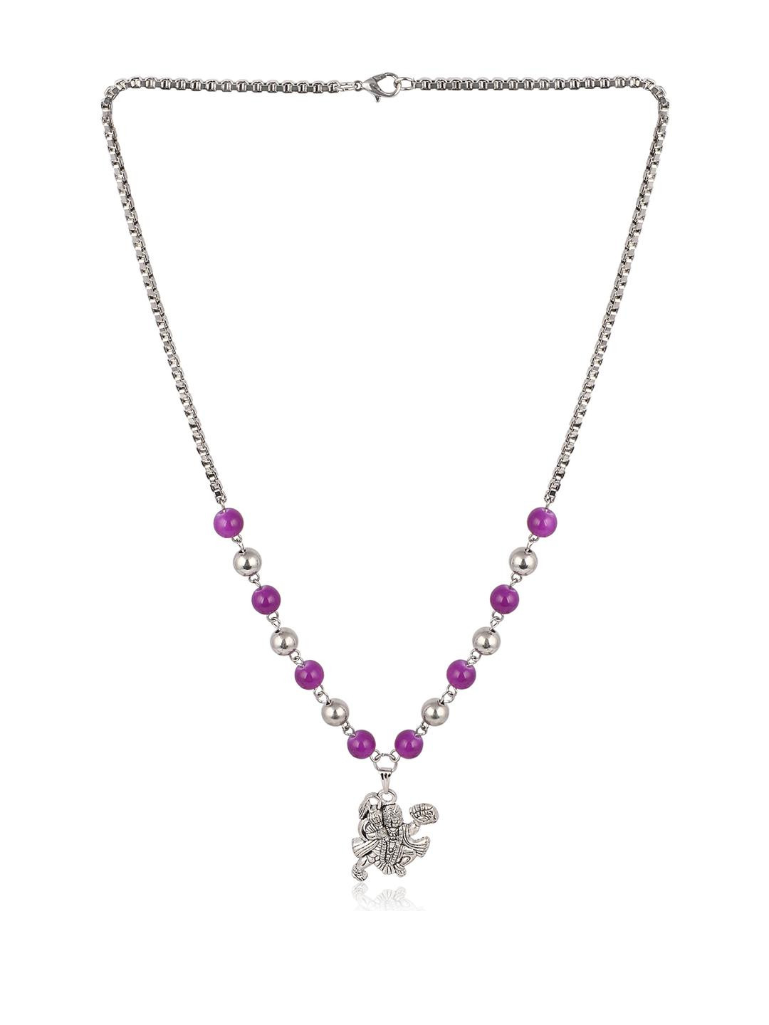 CZARDONIC Silver-Plated Artificial Beaded Pendants with Chains