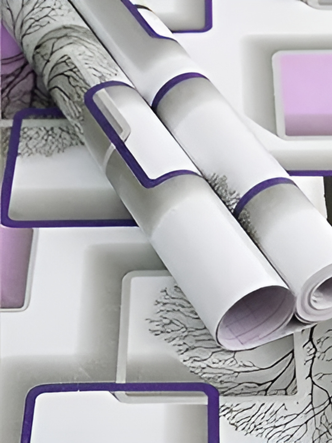 Aura Grey & Lavender Printed Self Adhesive Wallpaper & Sticker