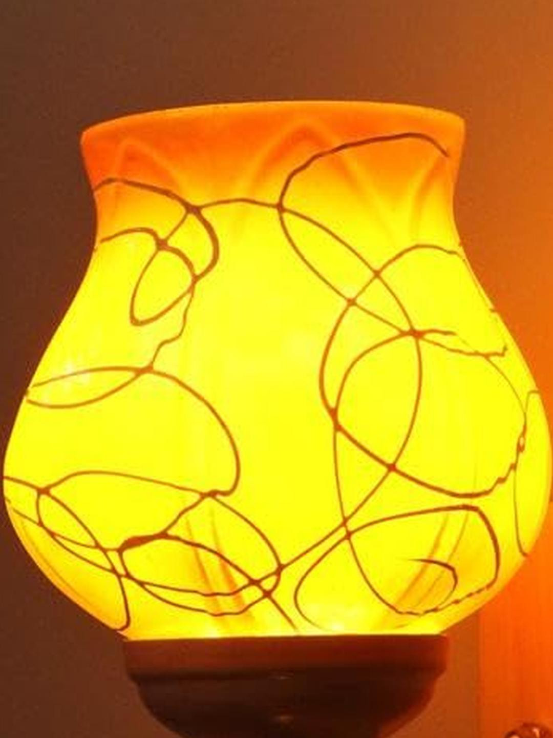 Somil Premium Designer Glass Wall / Night Lamp  Elegant & Stylish Dcor Accent for Modern Interiors, color- Orange, White, Size- 21 X 26 X 20 CM