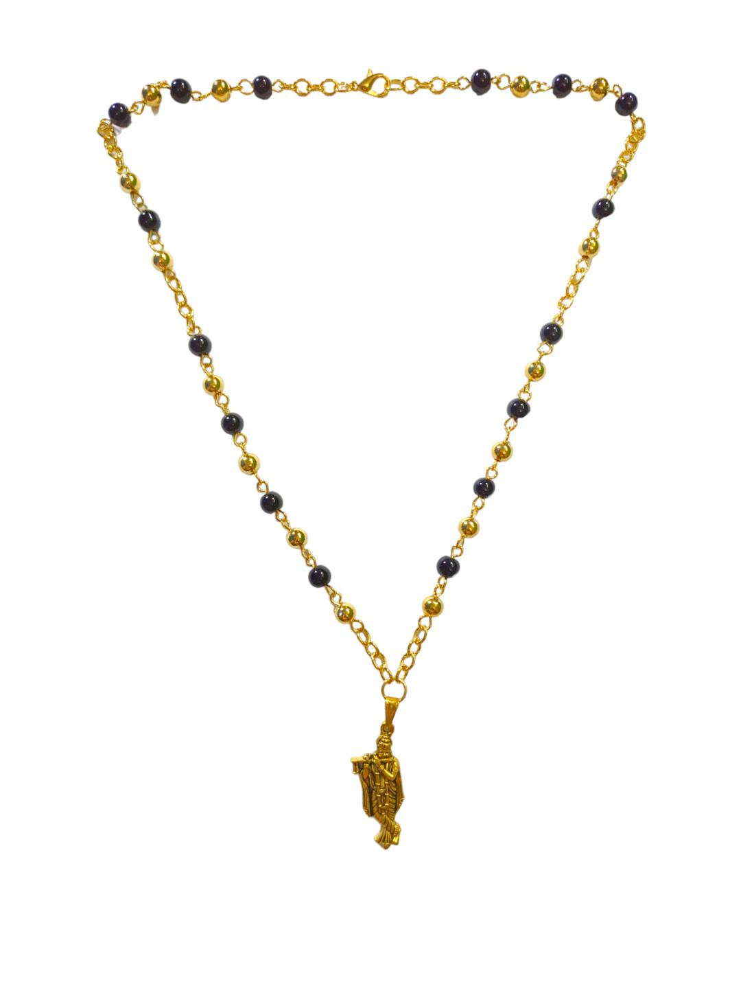 CZARDONIC Unisex Gold-Plated Idol Pendant with Chain