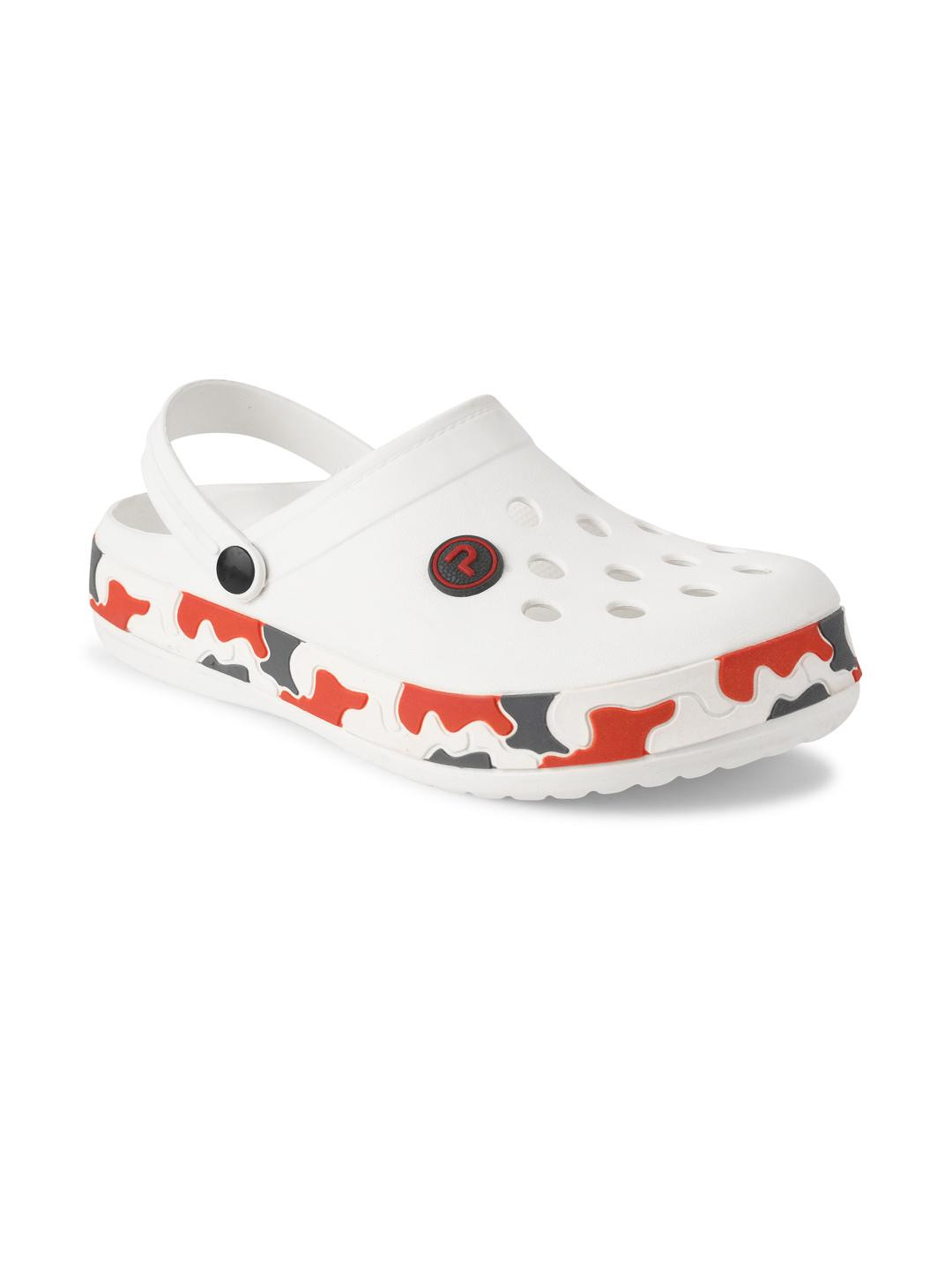 PROFOAM Men white & Red Clogs Sandals