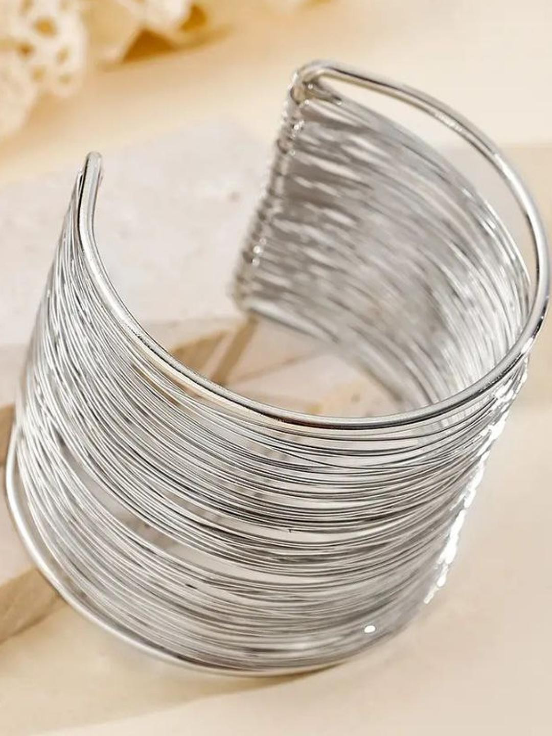 MILLER Women Silver-Plated Bangle-Style Cuff Bracelet