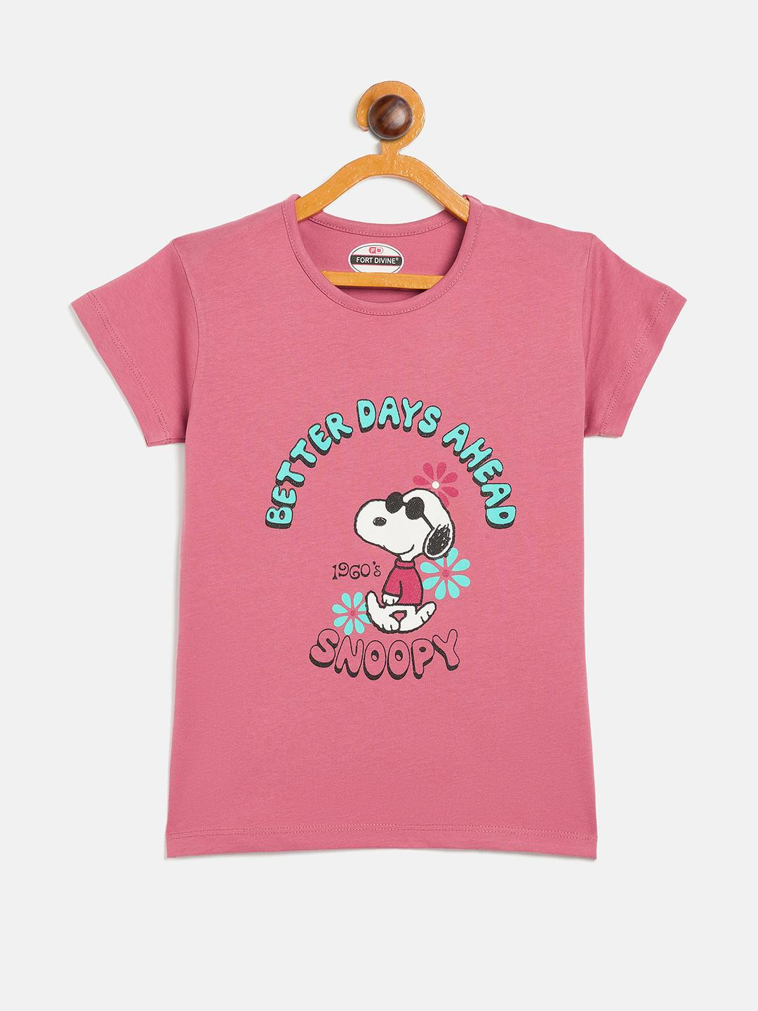 Fort Divine girls Flowers with Wording  printed top BRICK