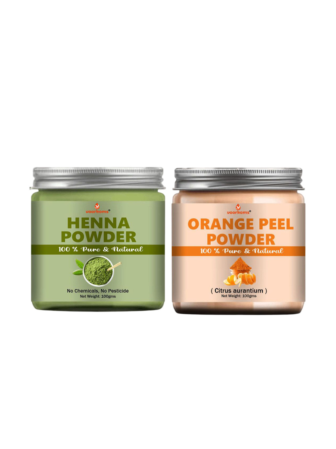 VOORKOMS Set Of 2 Henna & Orange Powder - 100 g Each
