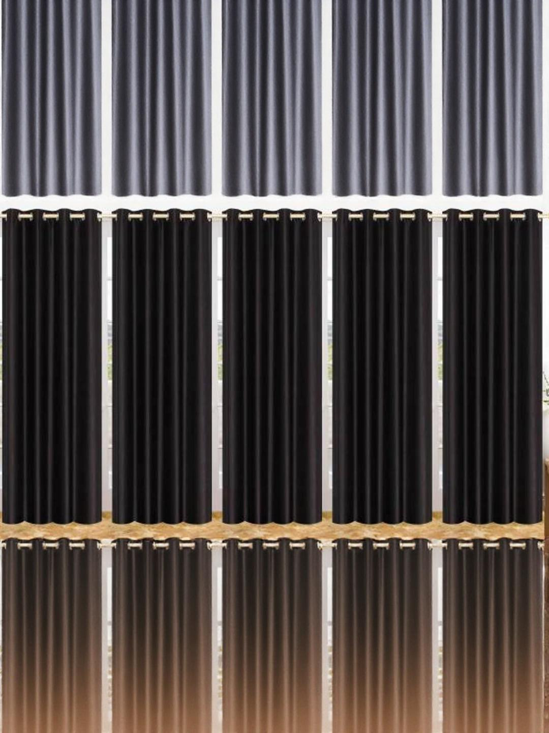 213 cm (7 ft) Polyester Semi Transparent Door Curtain (Pack Of 5) (Plain, Black)