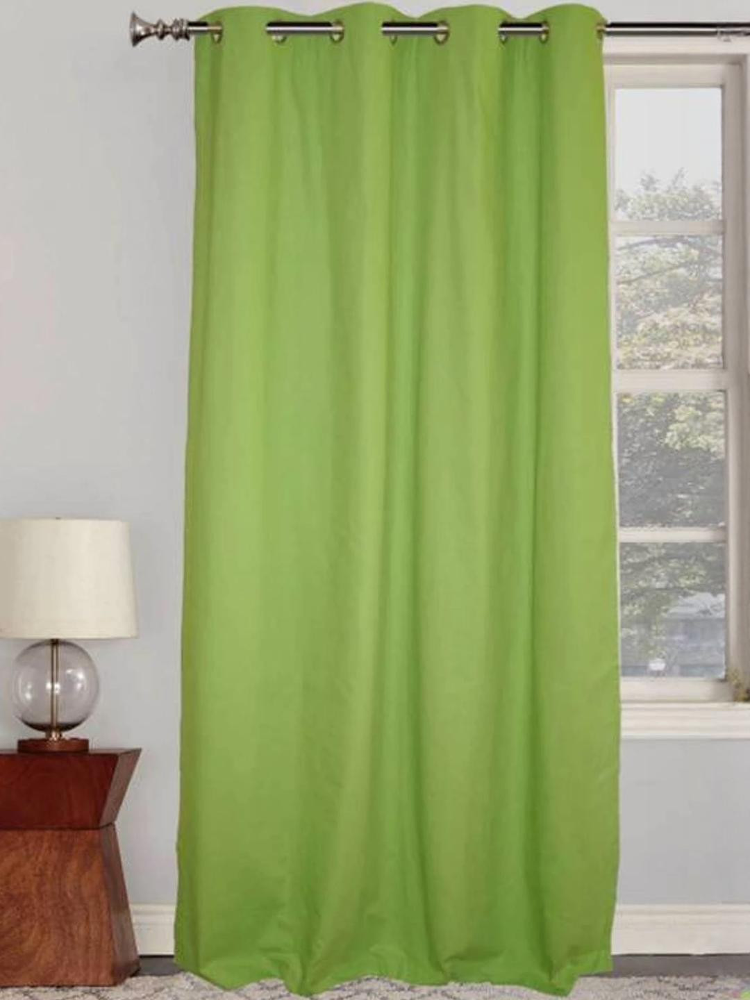 151 cm (5 ft) Polyester Semi Transparent Window Curtain Single Curtain (Plain, Green)