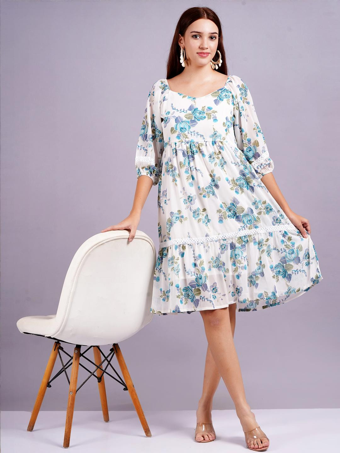 Jyoti Skyblue Chiffon Women Dress