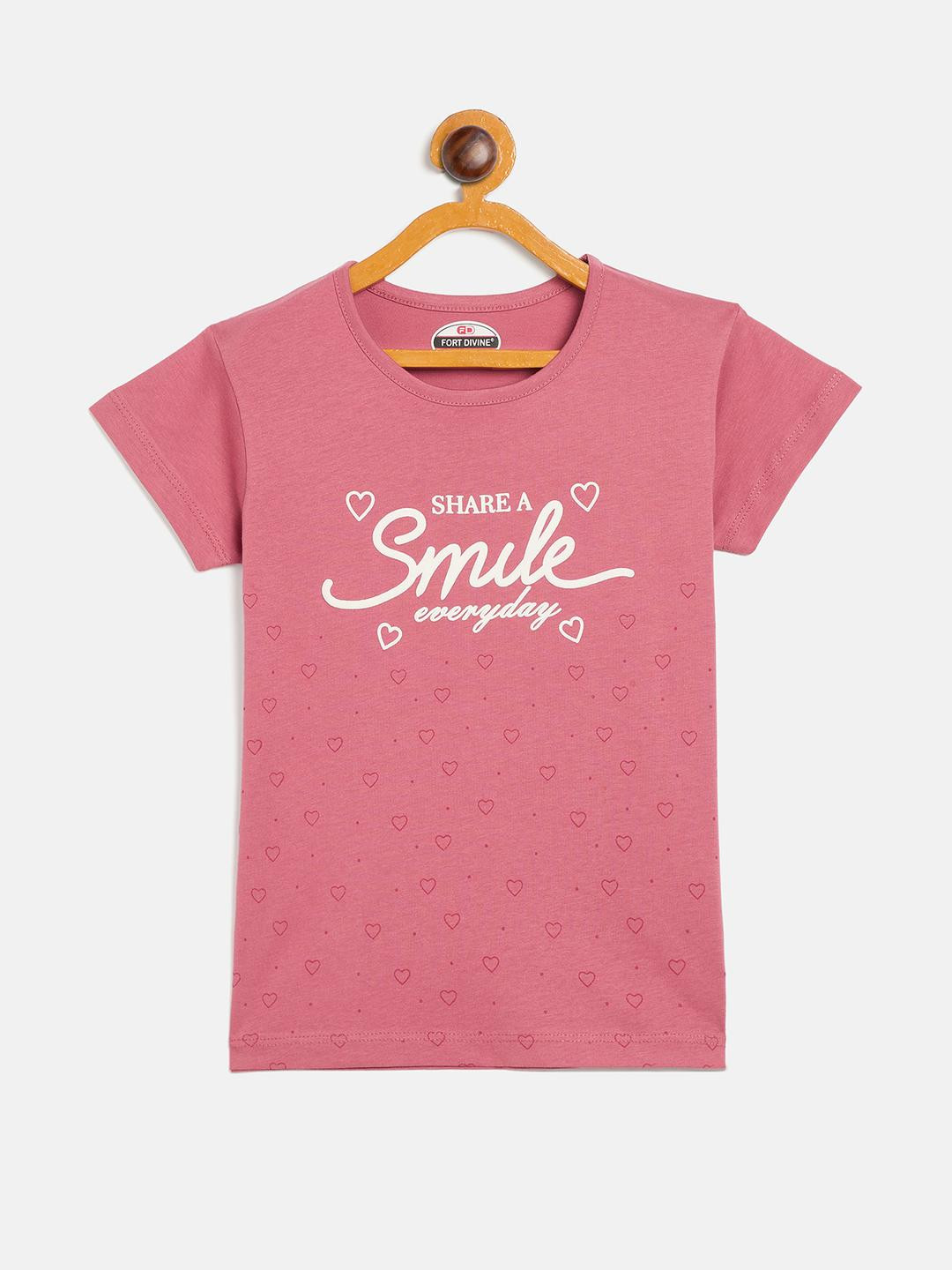 Fort Divine girls Talking Wording printed top BRICK