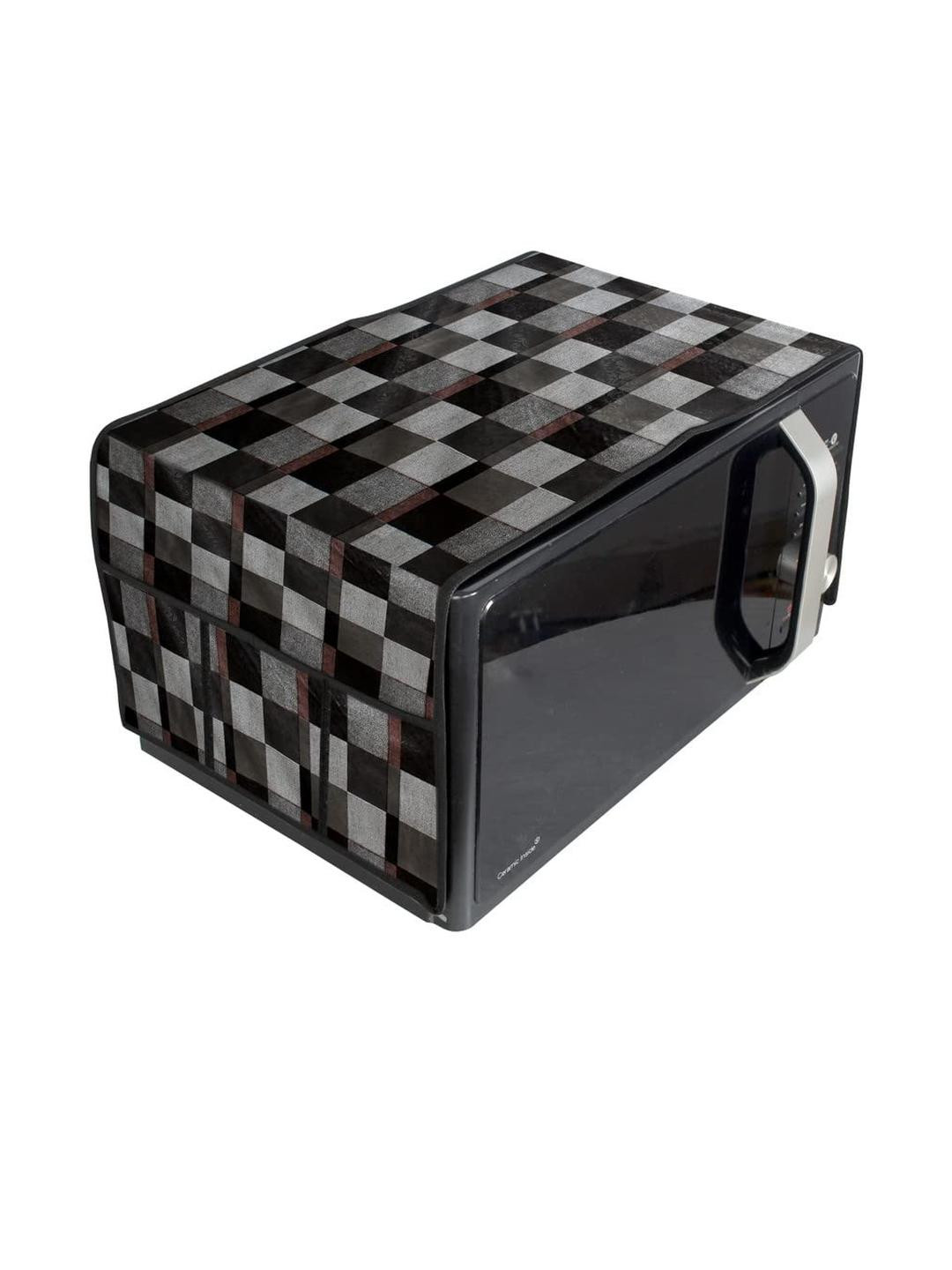 Waterproof & Dustproof PVC Microwave Oven Top Cover with 6 Utility Pockets Chek