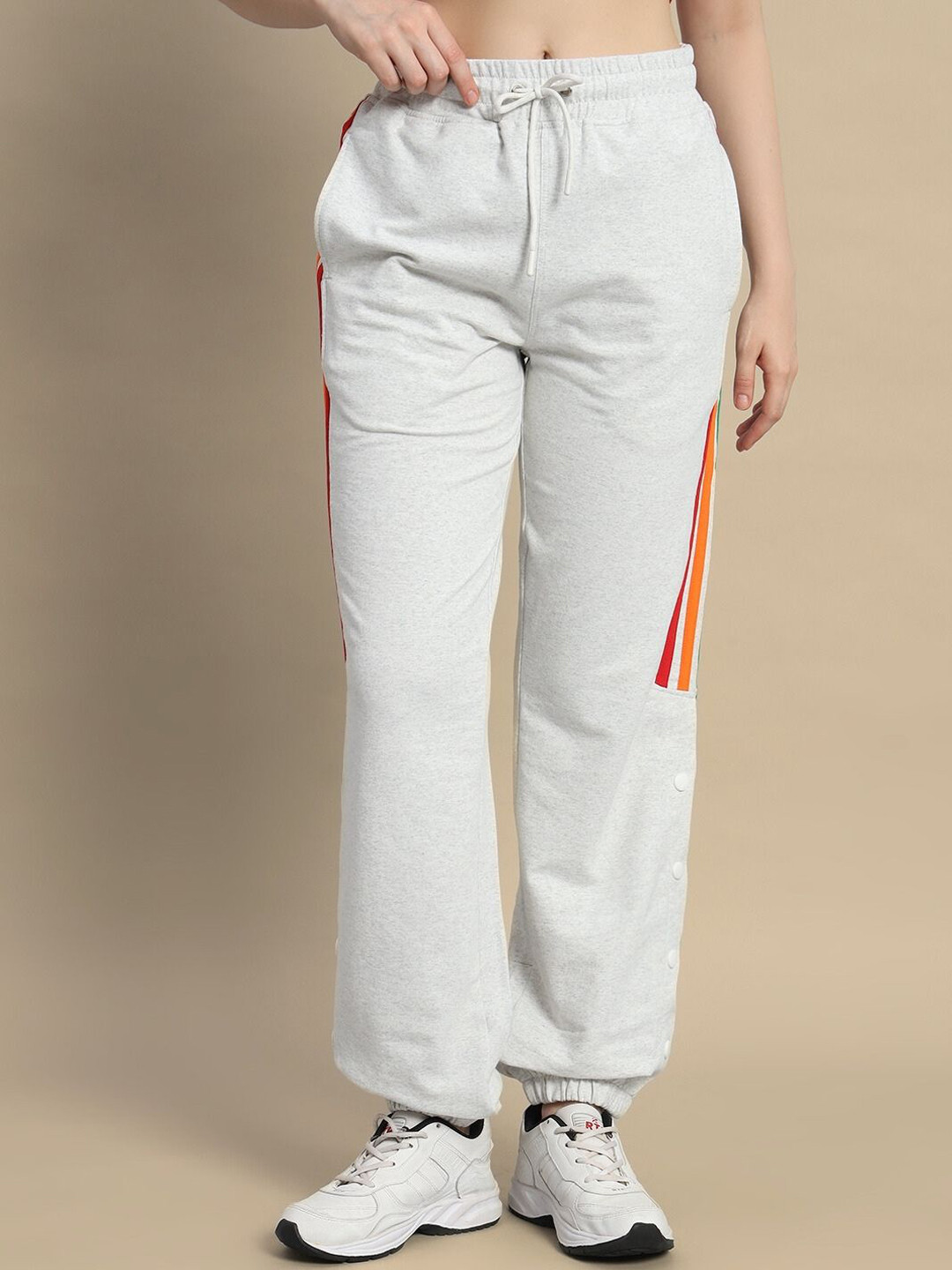 WEARDUDS Women Duds Prism Striped Relaxed-Fit Mid-Rise Joggers