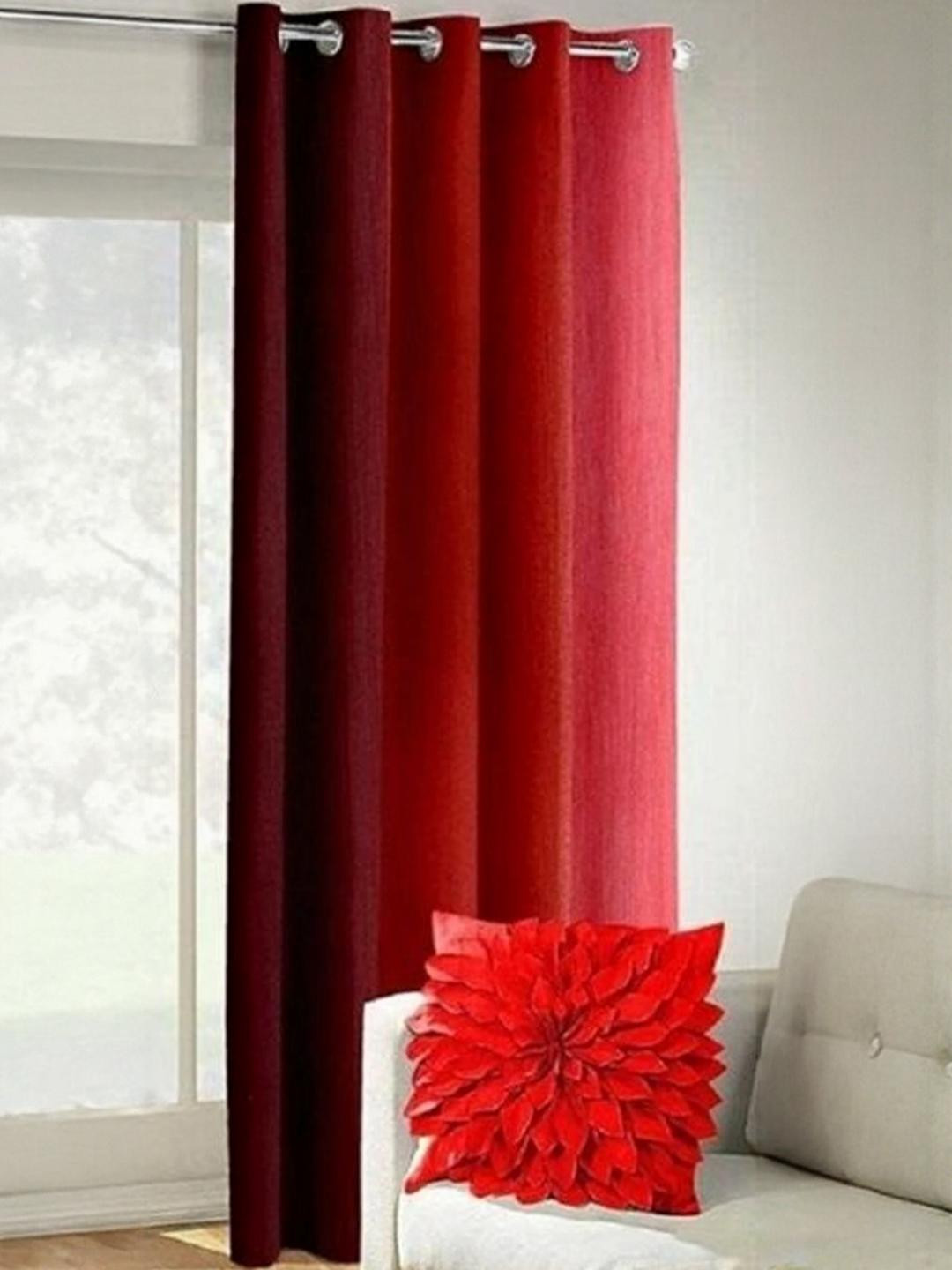 151 cm (5 ft) Polyester Semi Transparent Window Curtain Single Curtain (Solid, Red)