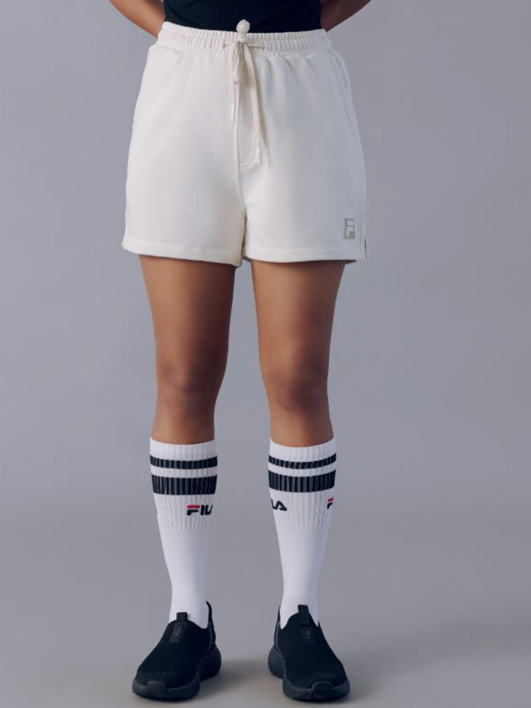 FILA ZURI Women Regular Fit Mid-Rise Cotton Sports Shorts