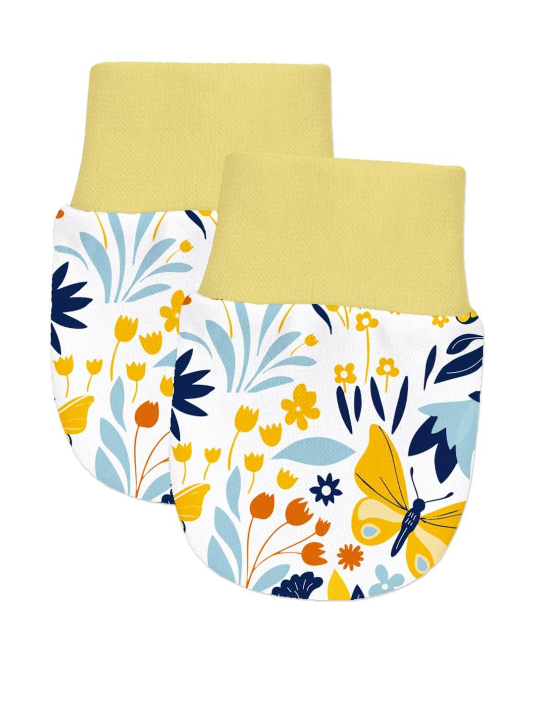 Adhigams 0-12 Months White unisex Cotton Hand Gloves Set with Gentle Elastic Thread