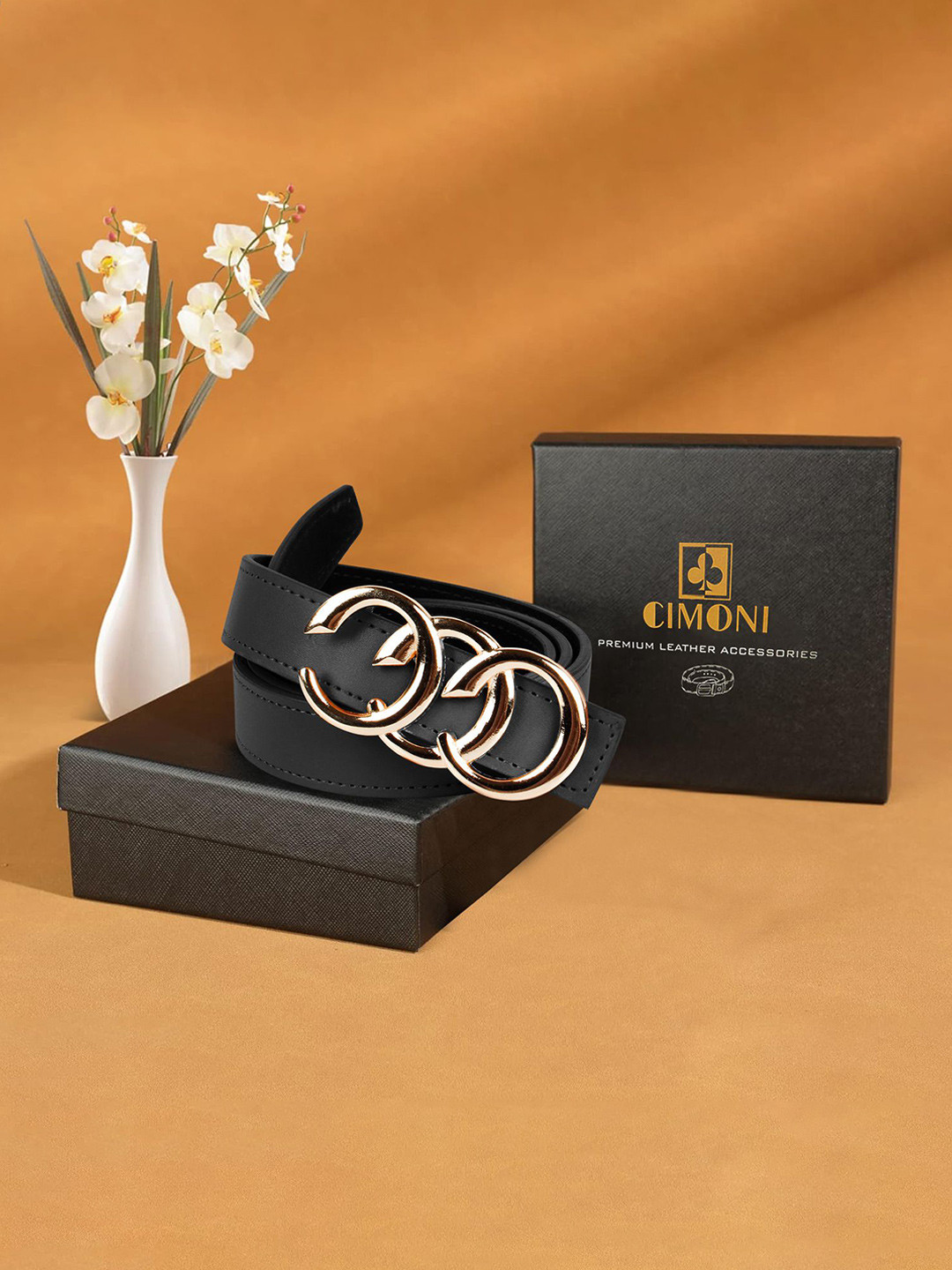 CIMONI Women Slim Belt With Push Pin Closure