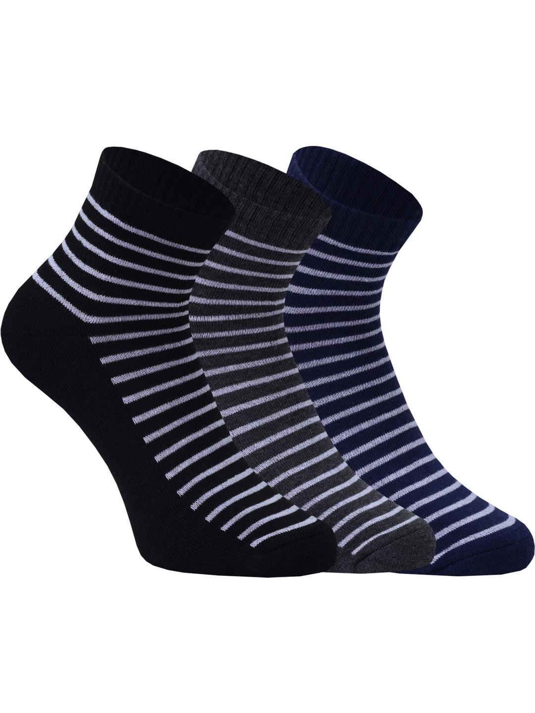 SOXVIEW Men Black Stripe Pack of 3 d Ankle Length Socks