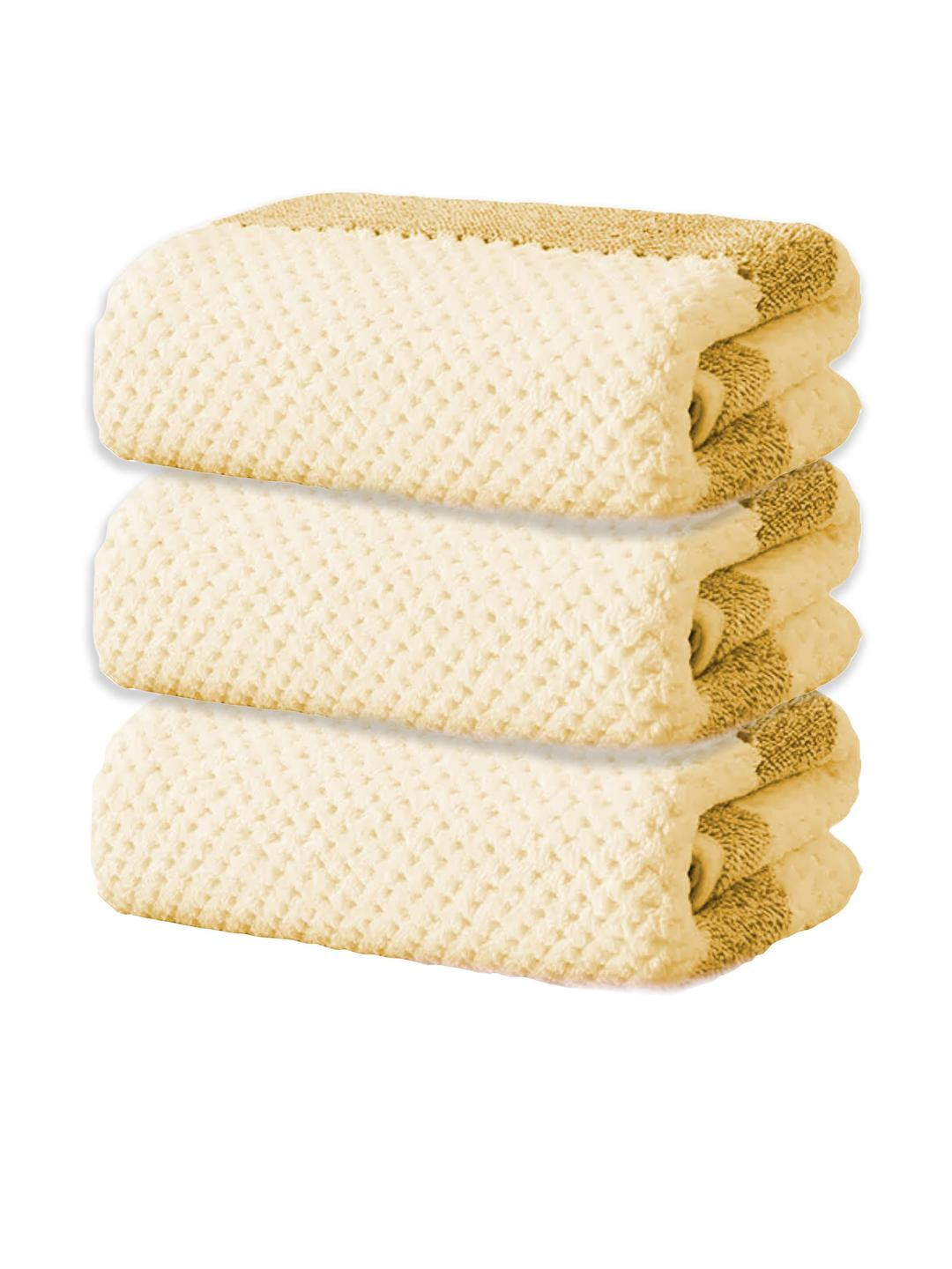Black gold 3 Pieces Yellow & White Stripes 300GSM Hand Towel