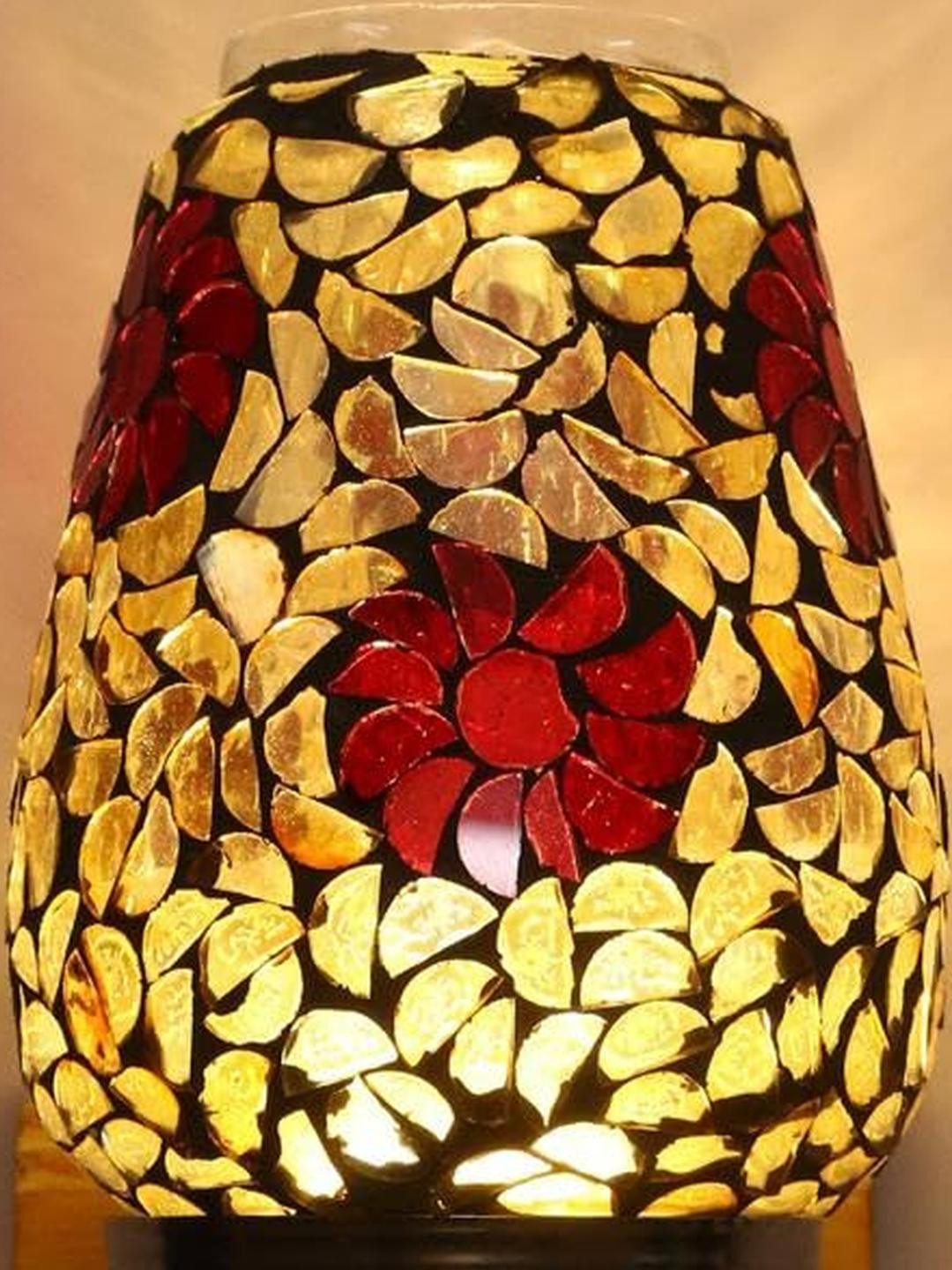 Somil Premium Designer Glass Wall / Night Lamp  Elegant & Stylish Dcor Accent for Modern Interiors, color-  Black, Red Size- 18.5 X 28 X 26 CM